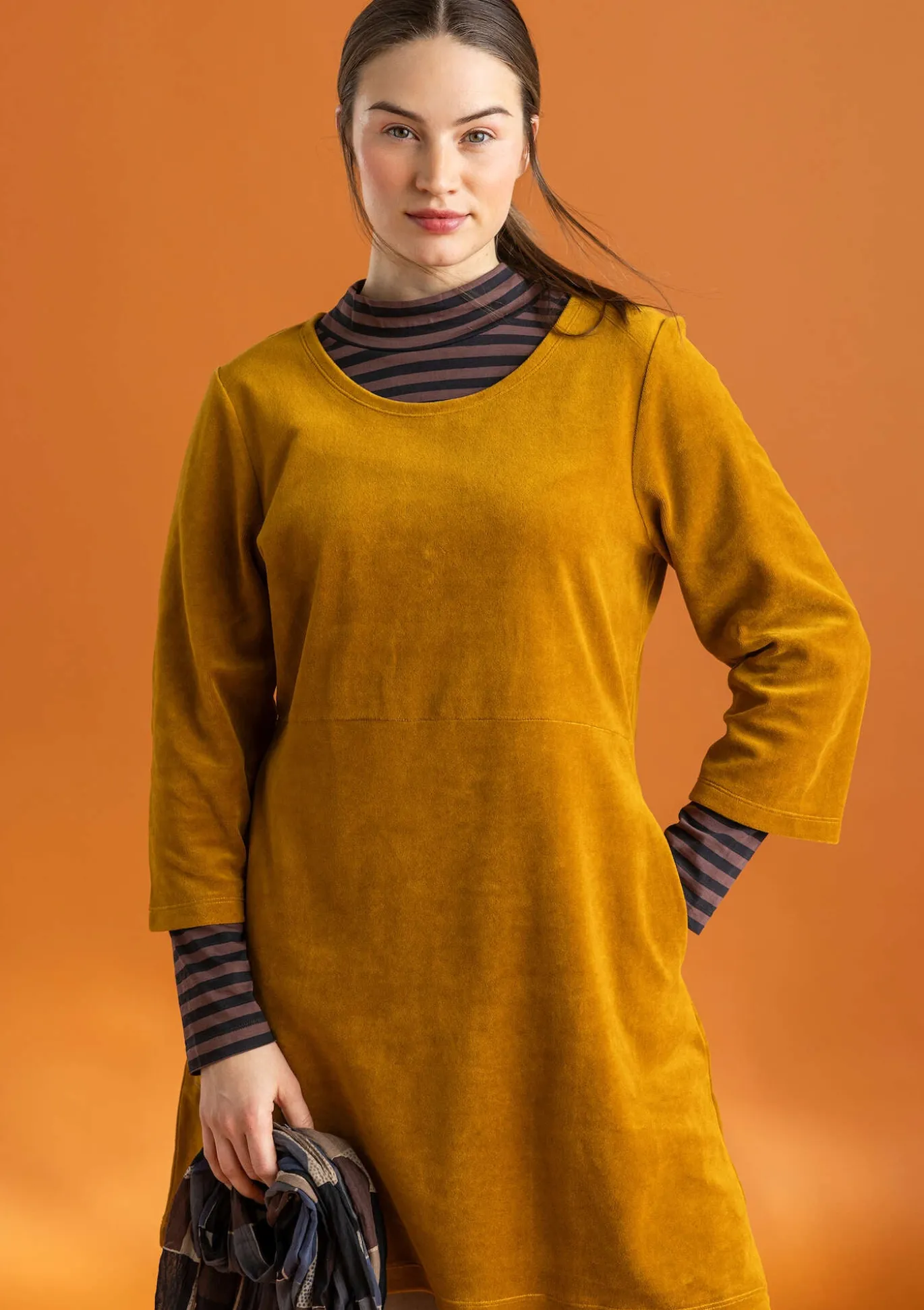 Velourtunika i ekologisk bomull/återvunnen polyester